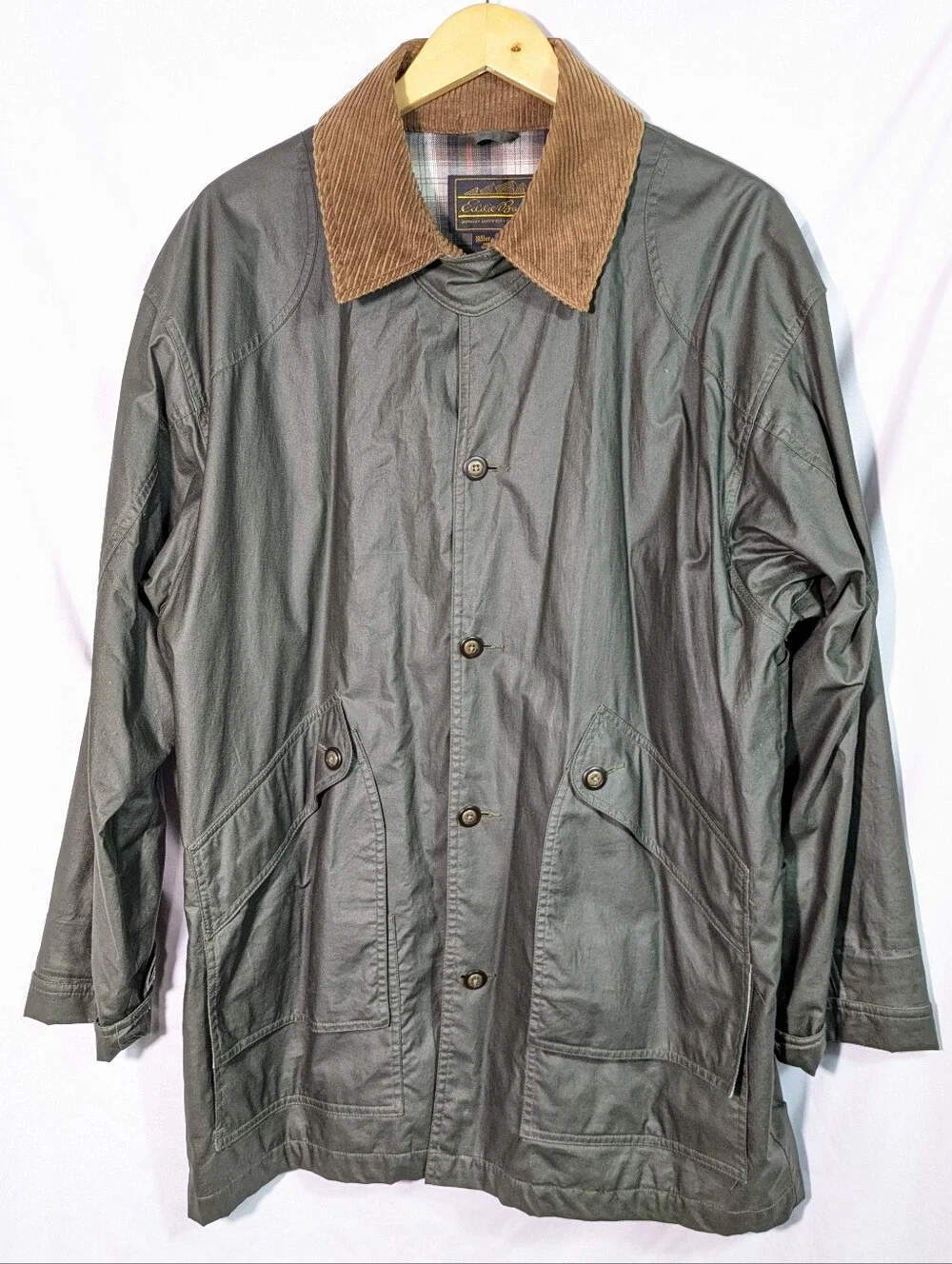 Vintage Men's Eddie Bauer Fishermans Jacket Button Front Utility Cotton Blend L